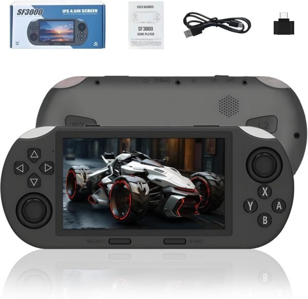 YLW SF3000 Retro Handheld Game Console – 4.5" IPS Screen, Built-in Classic Games